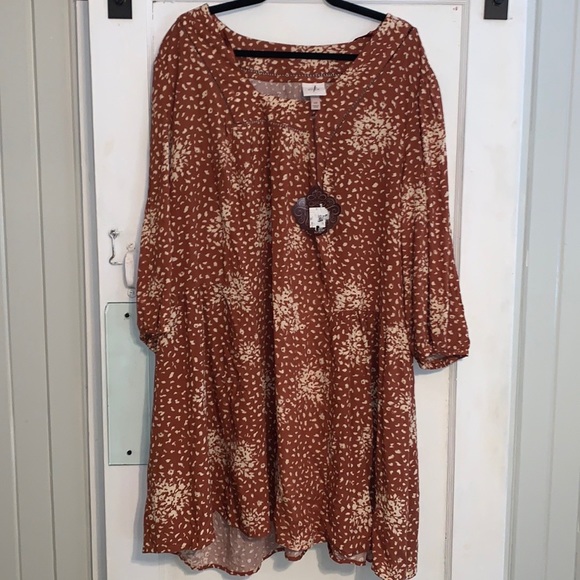 Knox Rose Dresses & Skirts - Knox Rose 4X rust color dress with sleeves